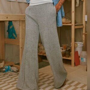 Outerknown Hightide Wide Leg Pant Grey French Terry Women's Size XL